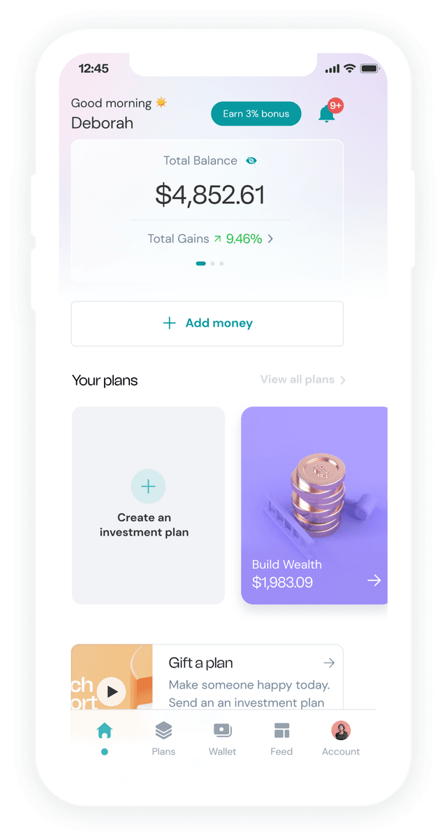 Rise app interface on mobile